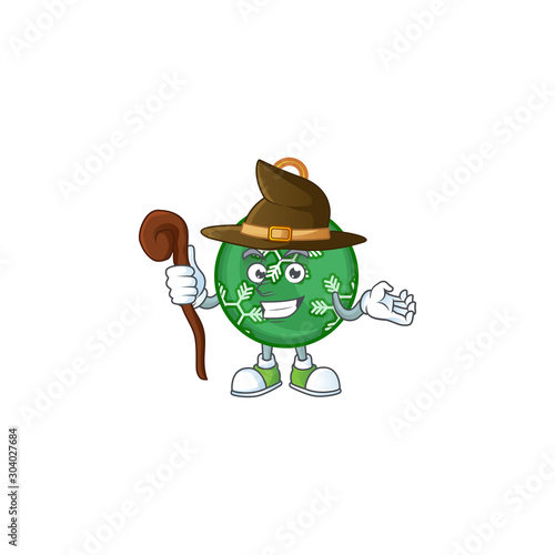 Character witch in the green christmas ball