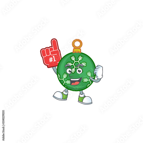 Cartoon green christmas ball with mascot foam finger