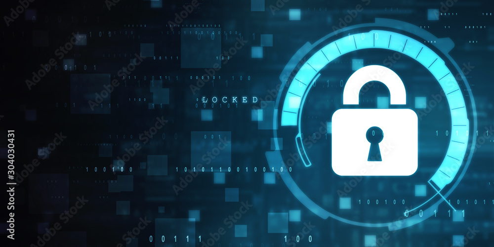 2d illustration Safety concept: Closed Padlock on digital background 2d illustration Safety concept: Closed Padlock on digital background