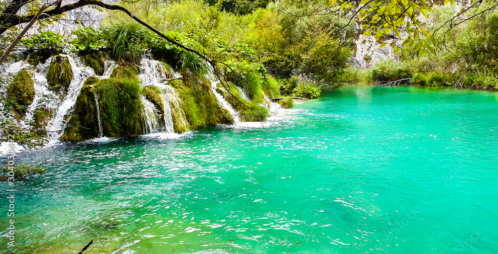 Waterfall in Plitivice national park, Croatia. 
