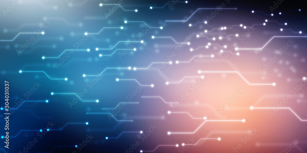 Fototapeta premium 2d illustration Abstract futuristic electronic circuit technology background