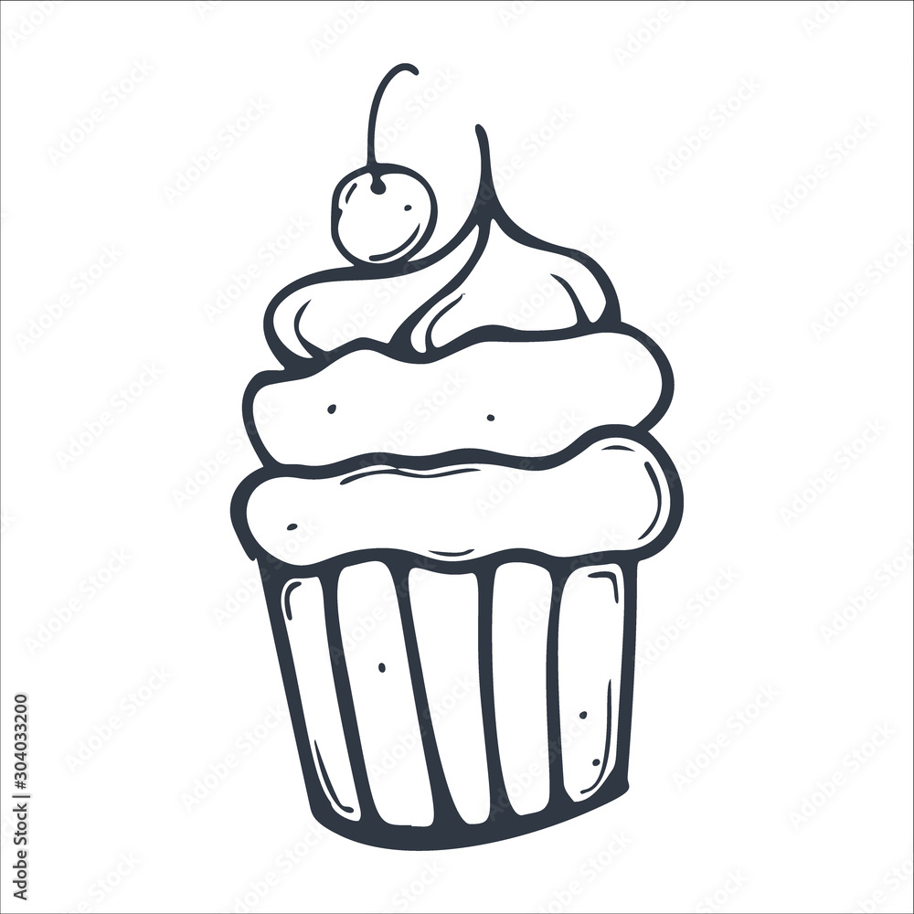 Sketches Cupcake or Cake for Bakery and pastry. Sketches Cupcake or Cake for Bakery and pastry.