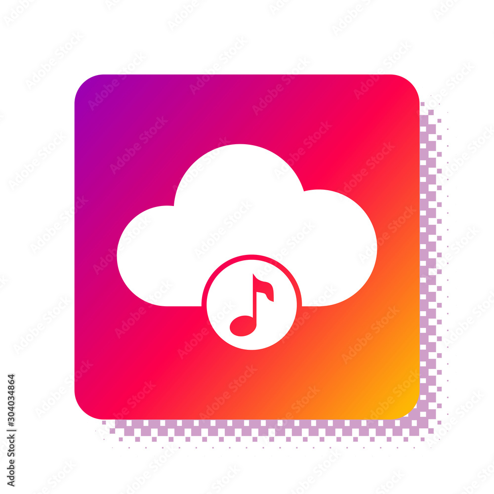 White Music streaming service icon isolated on white background. Sound  cloud computing, online media streaming, online song, audio wave. Square  color button. Vector Illustration vector de Stock | Adobe Stock