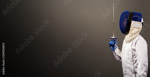 Canvas Print boy engaged in fencing