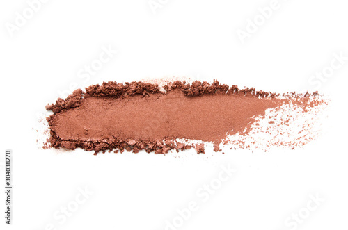 Eyeshadow sample isolated on white background. Crushed brown metallic eyeshadow. The concept of fashion and beauty industry. - Image