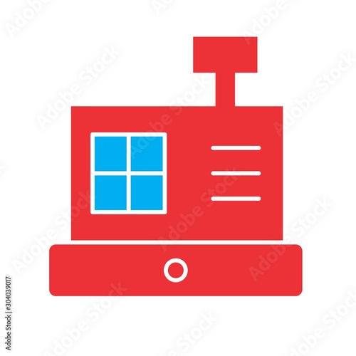 Cashbox icon isolated on abstract background