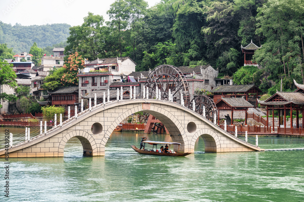 Amazing bridge over the Tuojiang River in Phoenix Ancient Town