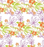 Cute colored vector flowers. Seamless floral pattern on white background.
