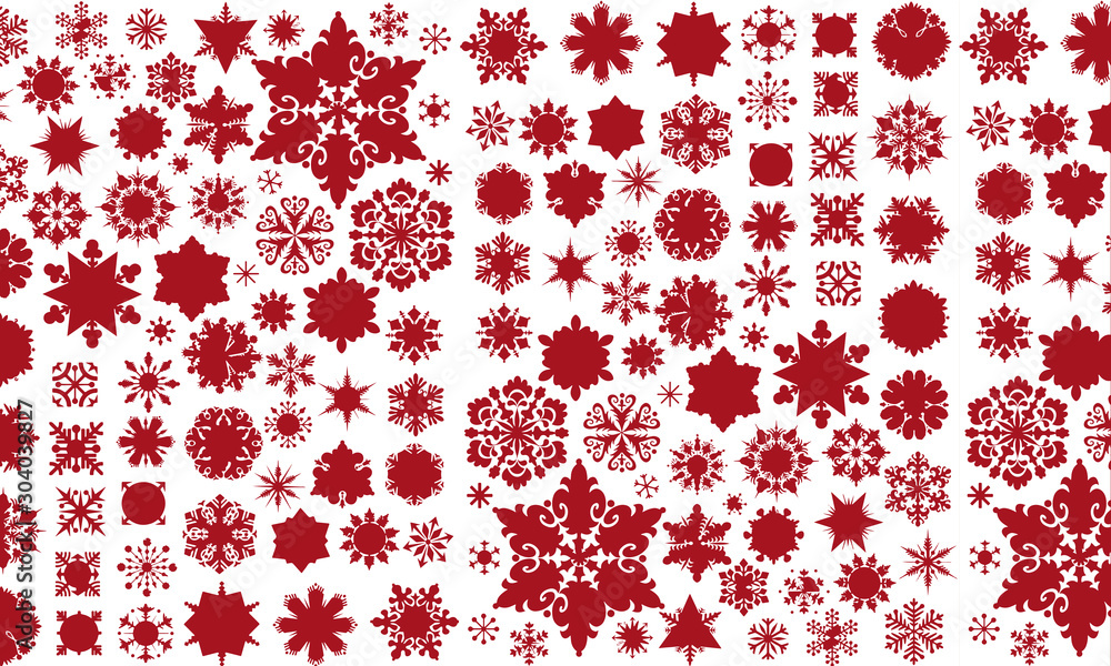 Vector background with snowflakes pattern in red on white Vector background with snowflakes pattern in red on white