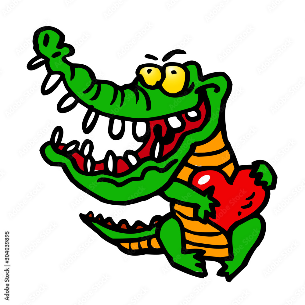 cute alligator with heart in love cartoon cute alligator with heart in love cartoon
