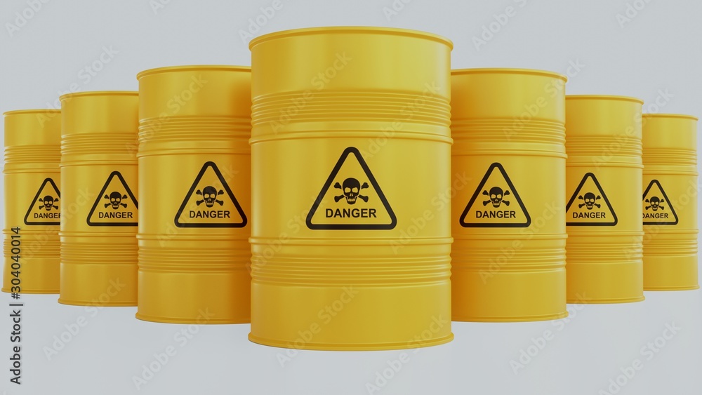 yellow barrel danger attention not to open the white background yellow barrel danger attention not to open the white background