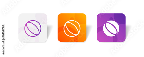 beach volley ball outline and solid icon in smooth gradient background button