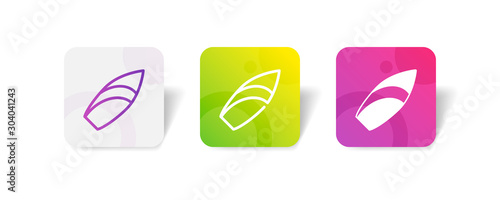 surfing board outline and solid icon in smooth gradient background button