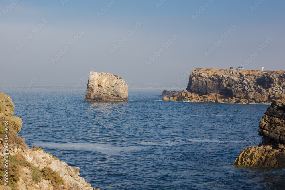 Papoa cliffs and sea in Peniche. Portugal