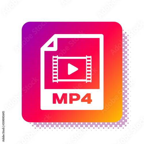 White MP4 file document. Download mp4 button icon isolated on white background. MP4 file symbol. Square color button. Vector Illustration photo