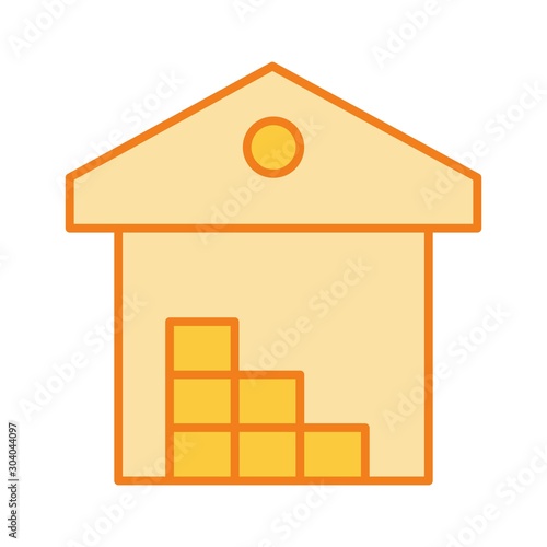 warehouse icon isolated on abstract background