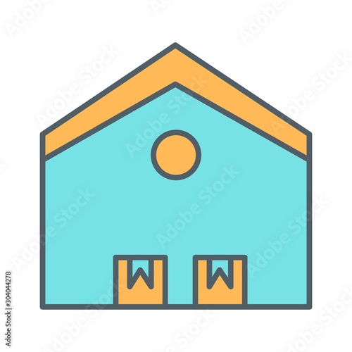 Warehouse icon isolated on abstract background