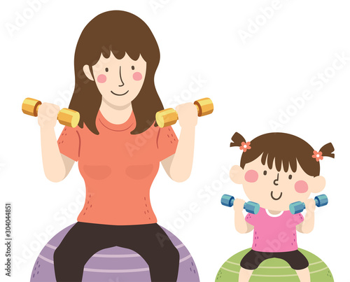 Kid Girl Mom Dumbbells Exer...