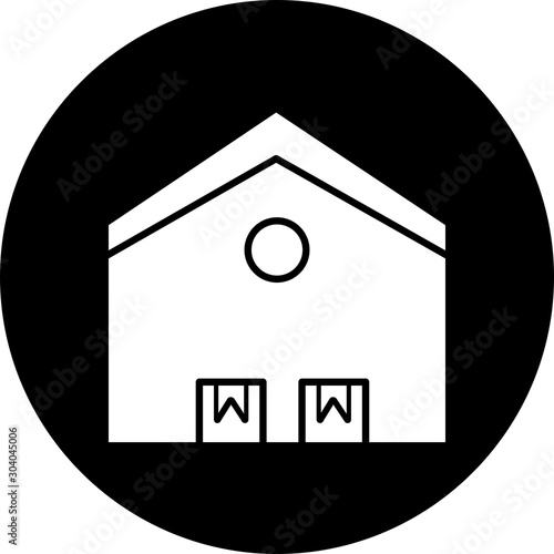Warehouse icon isolated on abstract background