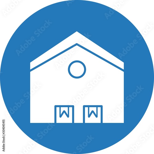Warehouse icon isolated on abstract background
