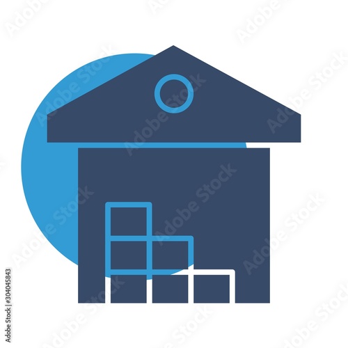 warehouse icon isolated on abstract background