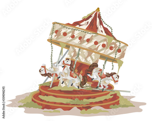 Abandoned Carousel Illustration