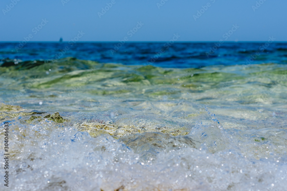 Seascape background- sea and stones Seascape background- sea and stones