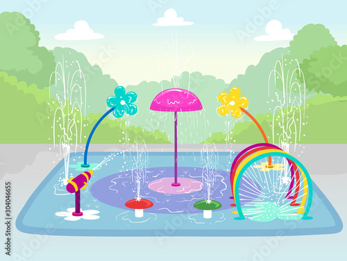 Splash Pad Water Park Illustration