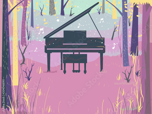 Piano Forest Design Illustr...