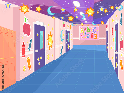 School Corridor Decorated Illustration © BNP Design Studio