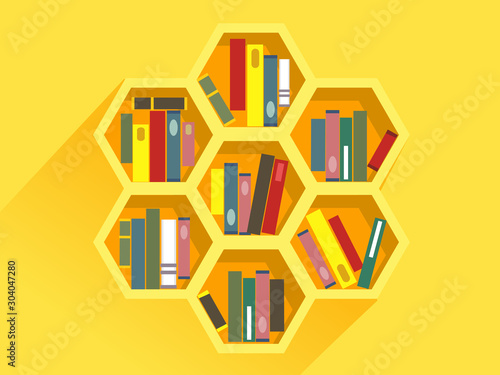 Beehive Book Shelf Illustration