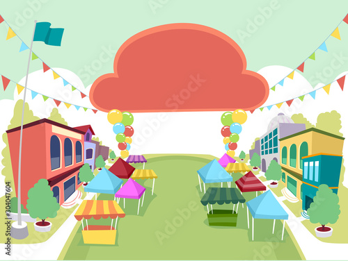 School Campus Festival Banner Illustration