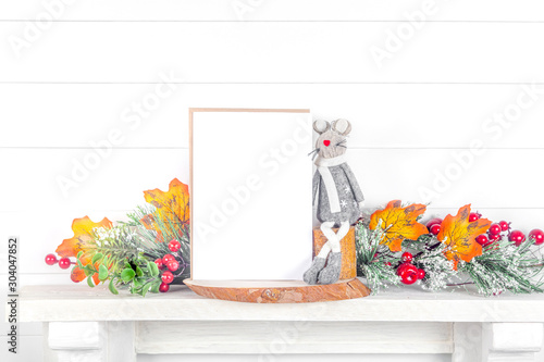 party invitation mockup on a background of autumn leaves