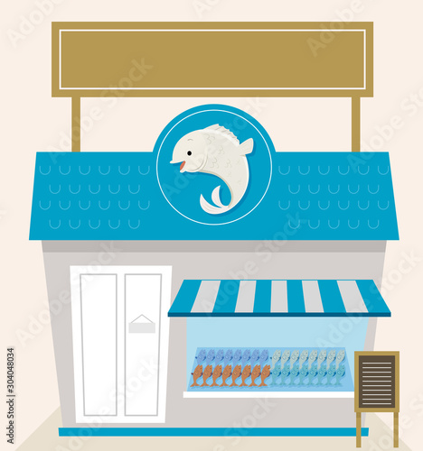 Fish Market Shop Illustration