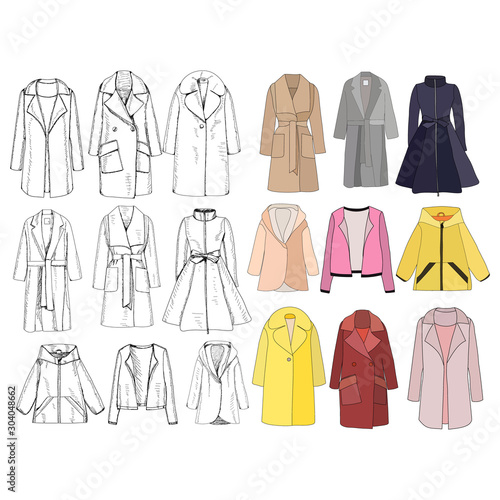 women's clothing, coat with a sketch, set, collection