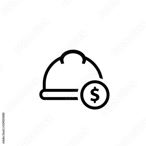 Labor cost outline icon. Clipart image isolated on white background