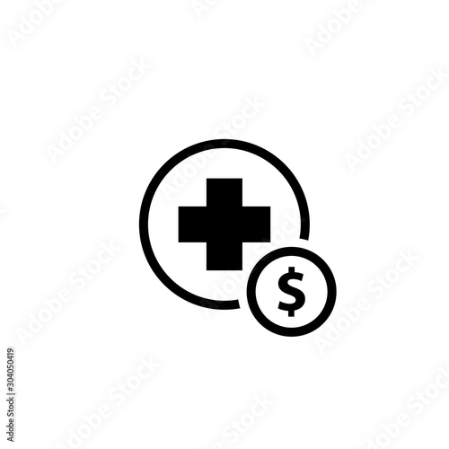 Medical cost glyph icon. Clipart image isolated on white background