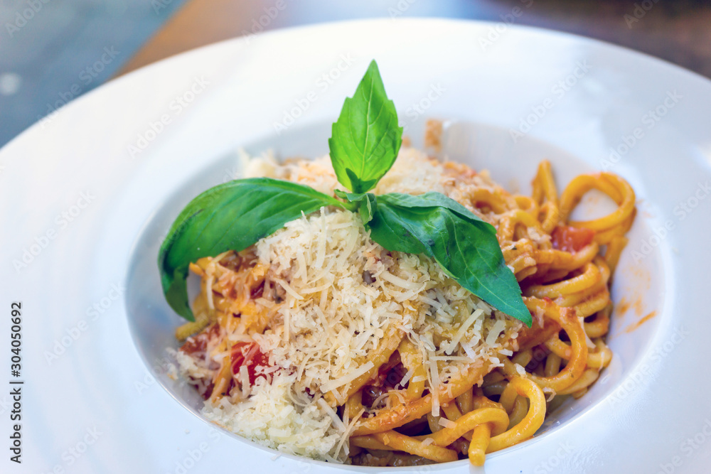tasty pasta Italian meat sauce pasta on the table tasty pasta Italian meat sauce pasta on the table