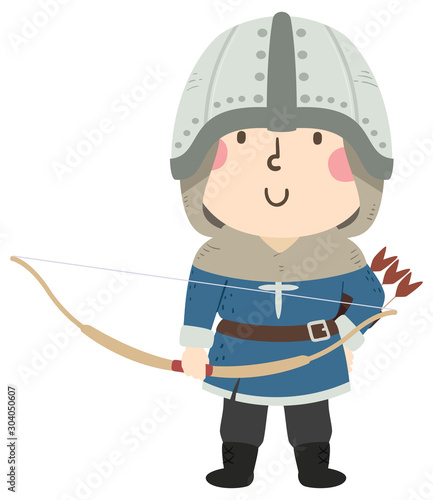 Kid Boy Medieval Archer Ill...