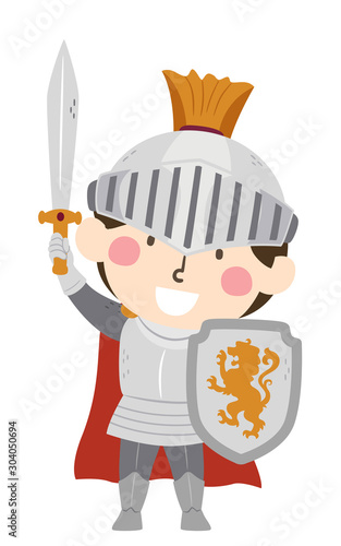 Kid Boy Medieval Knight Ill...