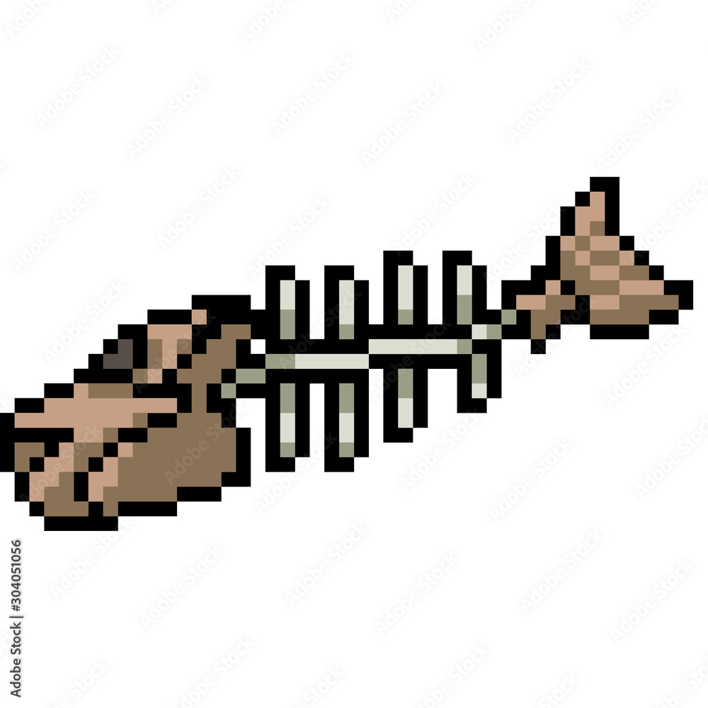 vector pixel art fish bone vector pixel art fish bone