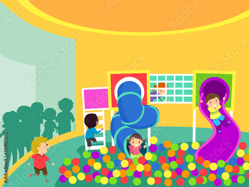 Stickman Kids Area Indoor Illustration