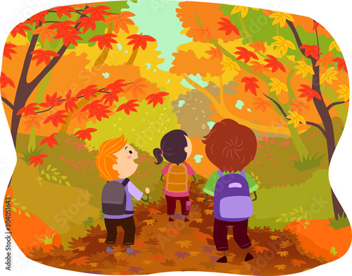 Stickman Kids Autumn Forest...
