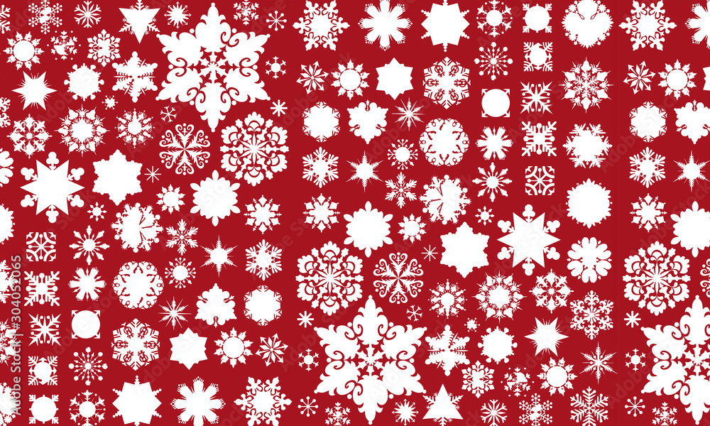 Vector background with snowflakes pattern in white on red Vector background with snowflakes pattern in white on red