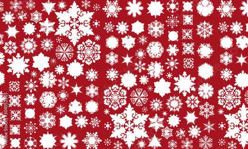 Vector background with snowflakes pattern in white on red