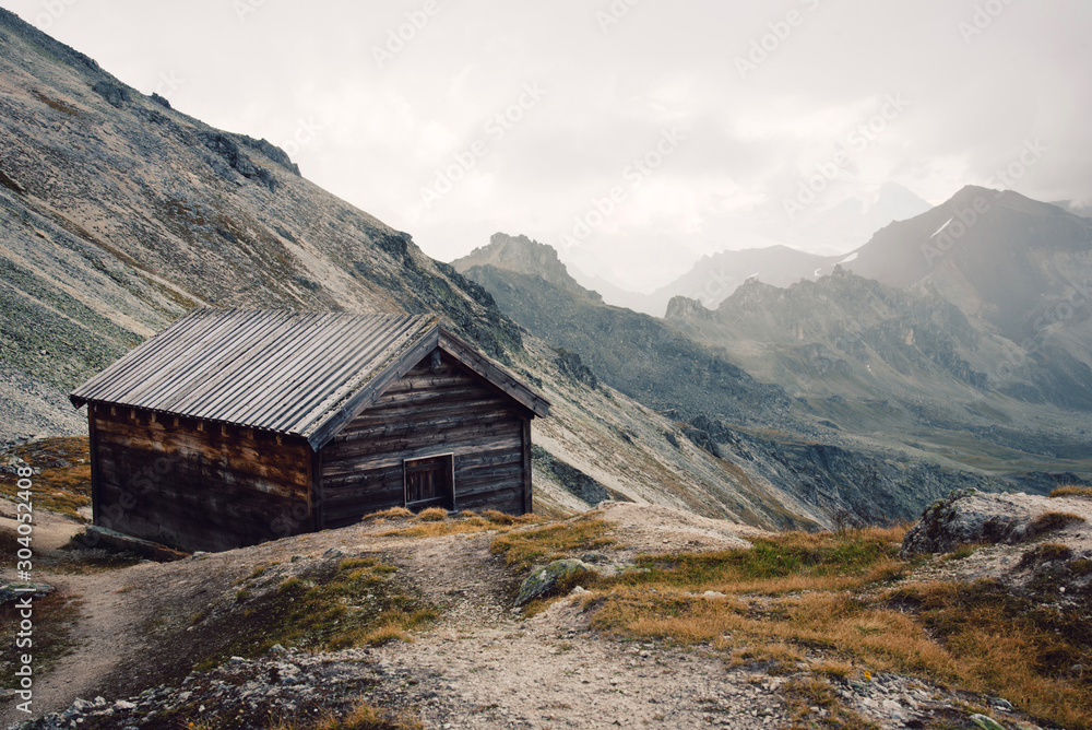 View of beautiful moody landscape in the Alps.