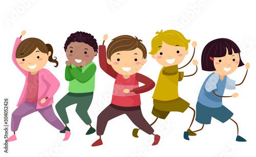 Stickman Kids Hero Group Pose Illustration