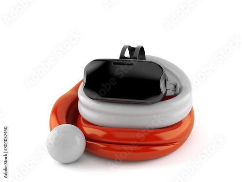 VR headset inside santa hat