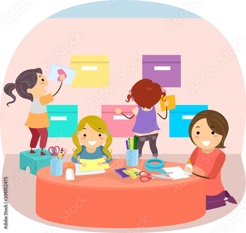 Stickman Kids Indoor Activity Sending Mail