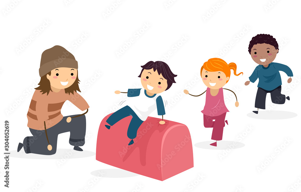Stickman Kids Parkour Instructor Illustration Stickman Kids Parkour Instructor Illustration